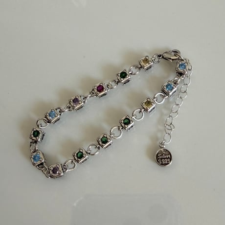 2604BR0121 / Cube color stone Bracelet（Silver）