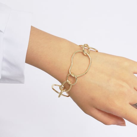 2402BR0027  / Thick Metal Link Chain Bracelet（Gold）