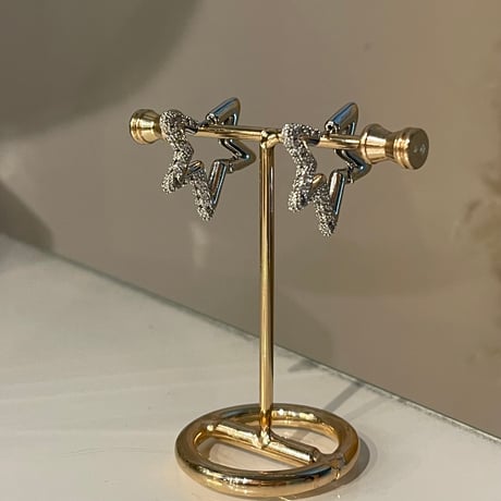 2509PR0803 / Shine star motif hoop Pierce（Silver）