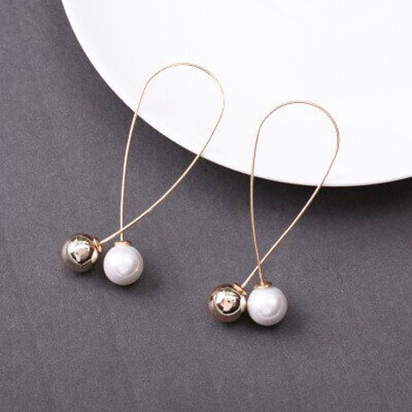 Metal Cross Pearl Pierce （Gold）  / 2106-PR0157