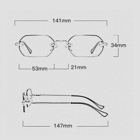 【 Select 】Gothic Rimless Sunglasses (Gold/Grey)