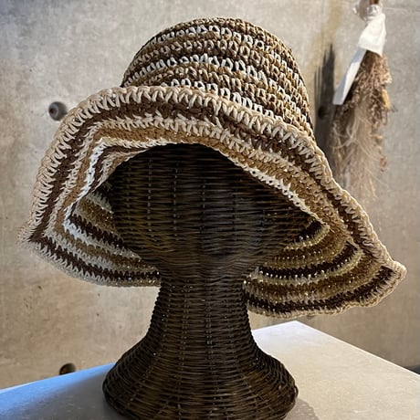 2503HW0078(S) / Wired Border Paper Hat（Brown/Beige）