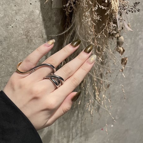 2310RG0315 /  Twist double finger ring （Silver/Gold）