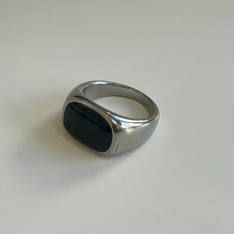 【Select】IM24AC_RG006 / Square stone ring（Silver/Black）