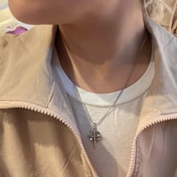 2510NC0364 / Cross stone Necklace（Silver）