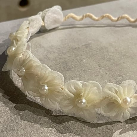 2503HA0060（S）/ Flower pearl headband（White)