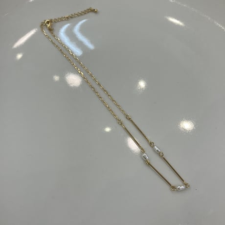Barropue pearl bar chain Necklace (Gold) / 2212_NC0177