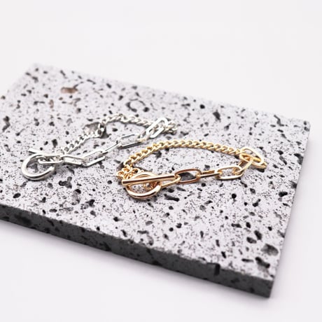 different Chain Mantel Bracelet（Gold）/ 2112_BR0129