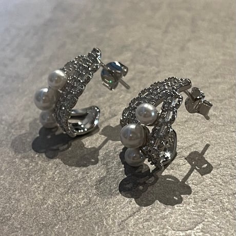 2503PR0767 / Lace pearl curve Pierce（Silver）