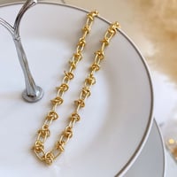 Metal knotted thin chain design necklace （Gold）/ 2201_NC0128
