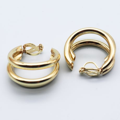 Three Line Vintage Clip Earrings（Gold） / 2107_ER067