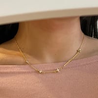 2512NC0375/ Stone Flower  chain  necklace（Gold）