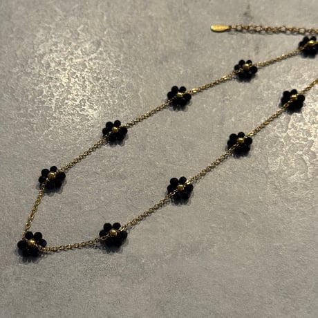 2507NC0347/  Beads Flower Necklace（Gold）
