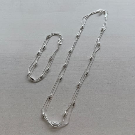 2604BR0127 / Beans layered chain Bracelet（Silver）