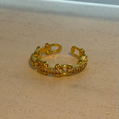 2606RG0804 / Shine Splice Geometric Hollow Chain ring（Gold）