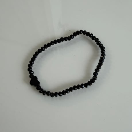 2603NC0379 / Point heart beads Bracelet Necklace Set（Black）