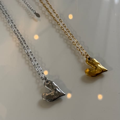 2603NC0382 / Craft Heart plate chain Necklace（Silver）