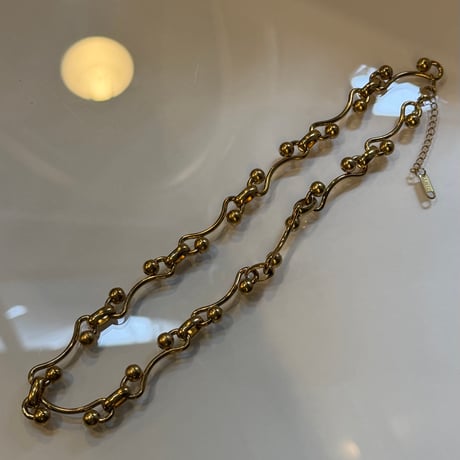 2603NC0381 / Ball curve chain Necklace（Gold）