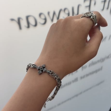 2606BR0134 / Vintage cross chain bracelet（Silver）