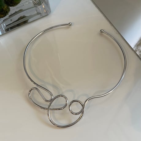 2310NC0207 / Bib Collar curve Metal Chokers（silver）