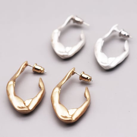Vintage Oval Shape Open Hoop Pierce（Gold） / 2109_PR0264