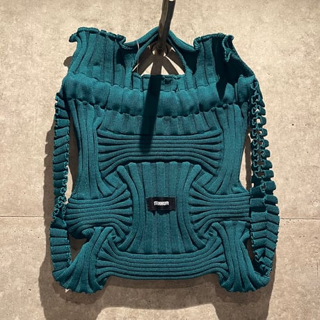 2610BG053(S)  / Shirring knit 2way Bag (Dark Green)