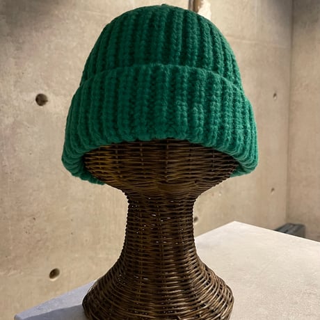 SEL251110BN(S) / Handmade Knit Beanie Hat（Green）