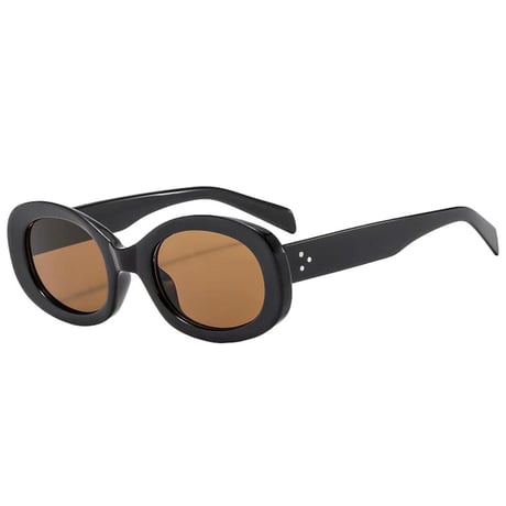 【 Select 】Retro Oval Flame Sunglasses (Black/Tea）