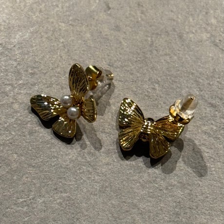 2503PR0768 / mini butterfly  pearl Pierce（Gold)