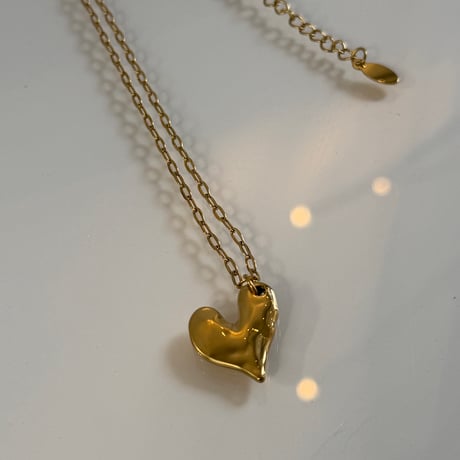 2603NC0382 / Craft Heart plate chain Necklace（Gold）