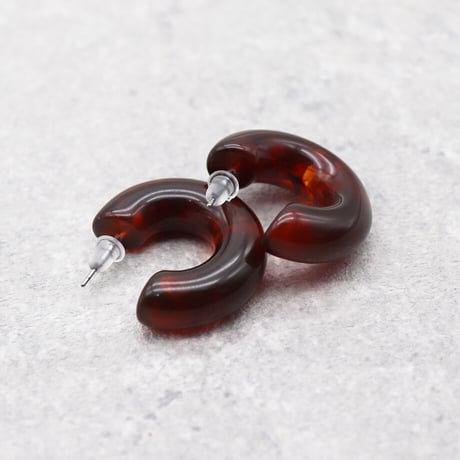 Semicircular Hoop Earrings Pierce（Brown） / 2102-PR012