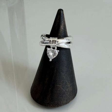 2606RG0811 / Heart stone charm ring（Silver）