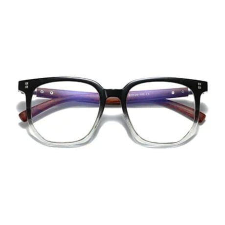 【 Select 】 Metal Artificial Wood Vintage Sunglasses (Black grey/Clear )