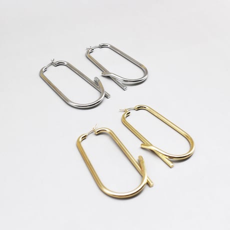 Ova Hoop Drop Design Pierce（Silver） / 2111_PR0377