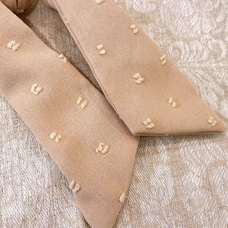 Mini ribbon Hair tie（Beige）/ HA-089