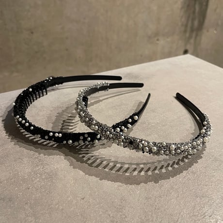 2409HA0081 /  Pearl stone headband（Silver）