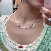 2604NC0386 / Beans layered chain Necklace（Silver）