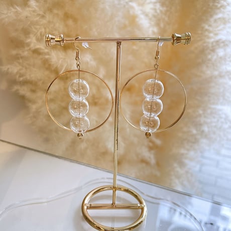 Triple Glass bubble circle Pierce（Clear） /  2205_PR0485