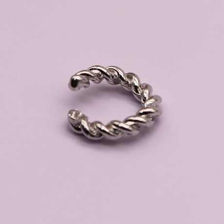 Rope Chain Twist Hoop Earcuff （Silver/Medium） / EC055