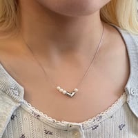 2506NC0343 / Heart pearl slide Necklace（Silver）