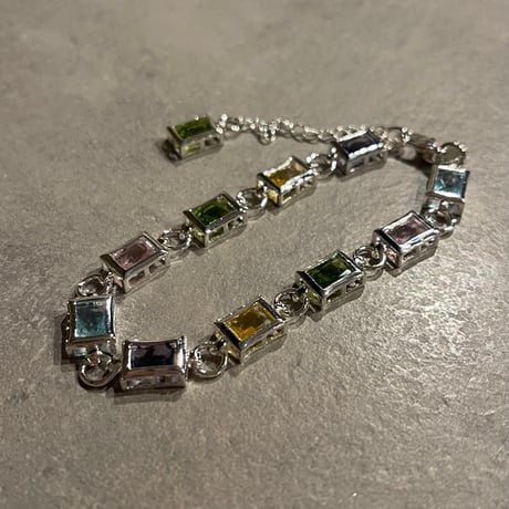 2510BR0101 / Square color stone Bracelet（Silver）