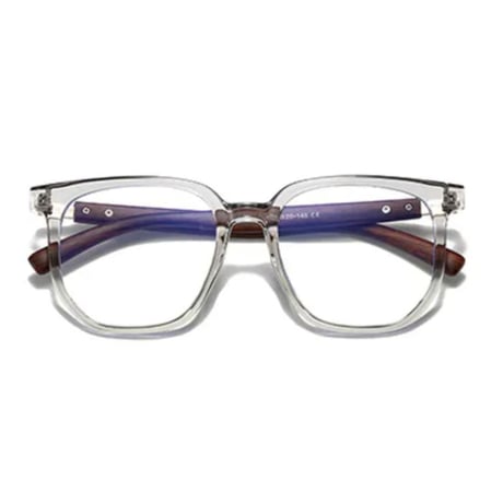 【 Select 】 Metal Artificial Wood Vintage Sunglasses （Grey/Clear )