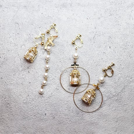 Birdcage  Earrings / Non hole /  ER-033