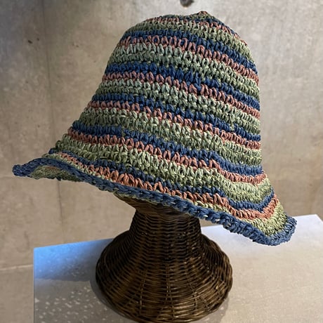 2503HW0078(S) / Wired Border Paper Hat（Navy/Green）