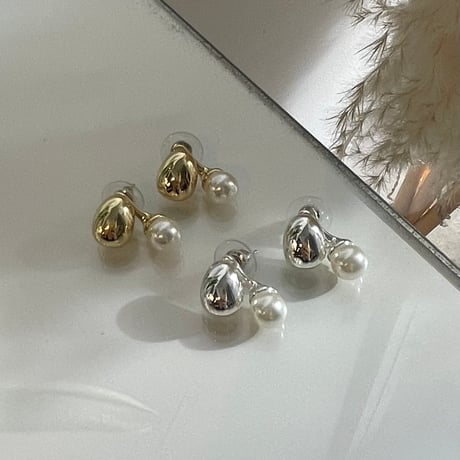 2311PR0607 / Metal beans pearl Pierce（Gold）