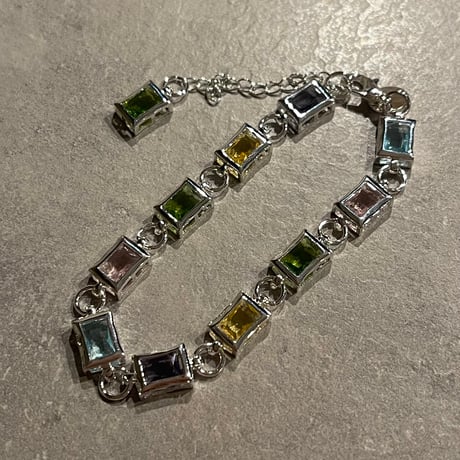 2510BR0101 / Square color stone Bracelet（Silver）
