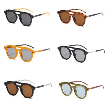【 Select 】Double Bridges design Sunglasses (Leopard tea)