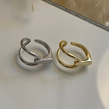 2403RG0408 / Asymmetry double line ring（Silver）