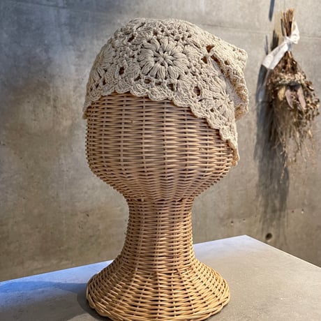 2506HW0093(S) / Crochet lace knit cap（Ivory）
