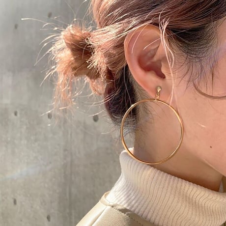 Circle hoop Earrings（Gold1） /  2102_ER053
